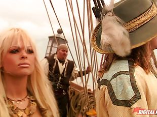 Porn on a pirate ship with beauties and big cock guys