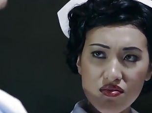 Asian nurse spreads her legs for an anal sex