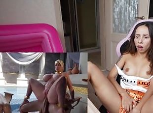 Porn hentai, two girl slaves  caress the dick of their mistress. Pantera_Nika's reaction