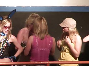 lovely babes in bra and glasses get mad in club party