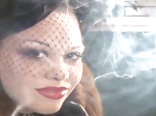 Miss cara leather gloved smoking fetish pov