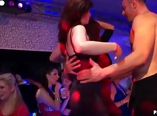 Girl in tight pants does a dirty dance with stripper
