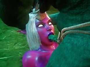 Night elf caught by goblins swallows small cock Wild Life