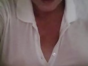 Wet polo t shirt milf shower squirt session