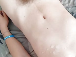 Sweet young twink ends up with a river of cum, I dump cum all over his young body!