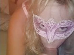 masked blonde slut sucking secretly a good cock