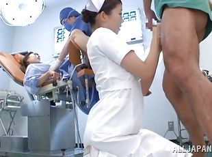 Sexy nurse gets fucked by a doc, while a woman was giving a birth