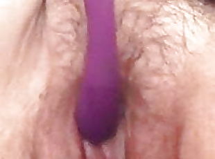 hairy mature BBW masturbating with vibrator