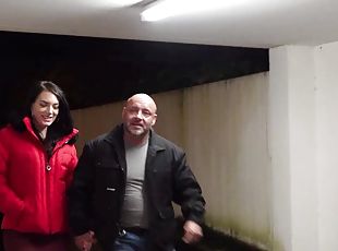 German skinny amateur teen fuck in public garage