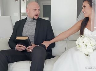 Wonderful bride Kelsi Monroe seduces and fucks the Holy father