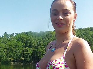 Cutie In Bikini Dives Headfirst Into A Stranger's Dick And Balls 1 - Michaela Doore