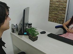 My boss&#039;s bitch makes me undress so she can fuck me and give me a job CREAMPIE - Porn in Spanish
