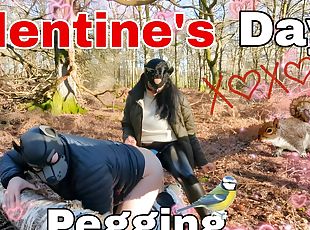 Valentine&#039;s Day Pegging in the Woods Surprise Woodland Public Femdom FLR Bondage BDSM FULL VIDEO Strapon Strap On 