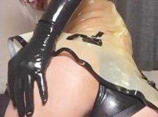 Shiny see through latex and solo anal