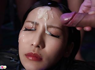 Asami Kondo's Sticky Bukkake Facial Filthy Porn