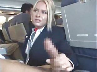 Stewardess gives a handy J on plane