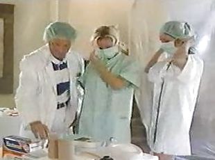Medical themed threesome with pussy eating