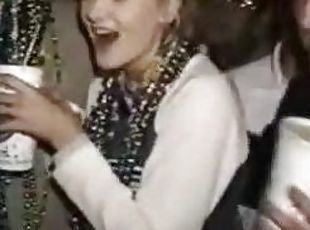 Blonde hottie flashes her nice tits during Mardi Gras