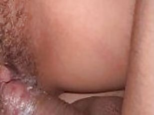 I fucked my young stepsister, amazing creamy pussy, no condom and hairy pussy