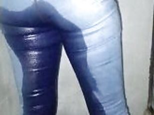 My girlfriend in her wet jeans Wetlook