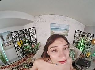 FuckPassVR - Horny brunette Aria Valencia showcasing her cock pleasing skills in Virtual Reality
