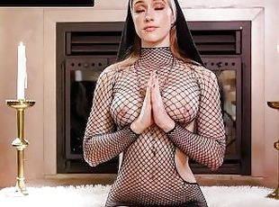 Depraved Nun Scarlet Chase Fucks Herself with Beaded Rosary Before Hard Anal - EvilAngel
