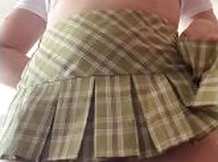 Showing off my tight little arsehole in my schoolgirl skirt