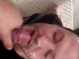 Sub boy takes 6 loads to the face from very horny men ????????????