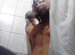 bañando, adulterio, delgada, squirting, esposa, marido, follando-fucking, fetichista, ducha, a-solas