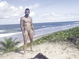 nudist, publik, gay, strand, fetisch, ensam, muskulös, exhibitionist, kuk, blottande