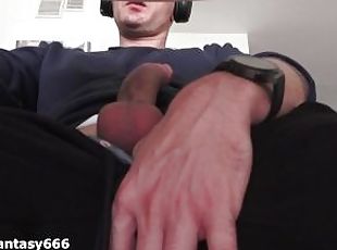 I got horny at Zoom meeting and started to jerk off under the table with huge cum on my hand pants