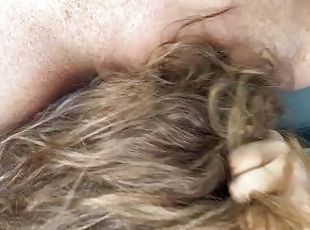 publik, fru, amatör, avsugning, milf, bil, rödhårig, pov, sugande